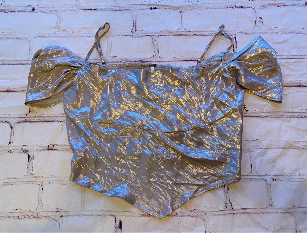 Free People metallic silver pixie girl top ✨🧚‍♀️ Size M